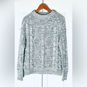 Vintage Acrylic Blue and White Cable Knit Sweater